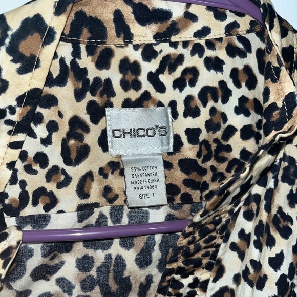 Chico's boho Leopard Print button down sleeveless dress Vacation cruise Medium - Picture 7 of 8